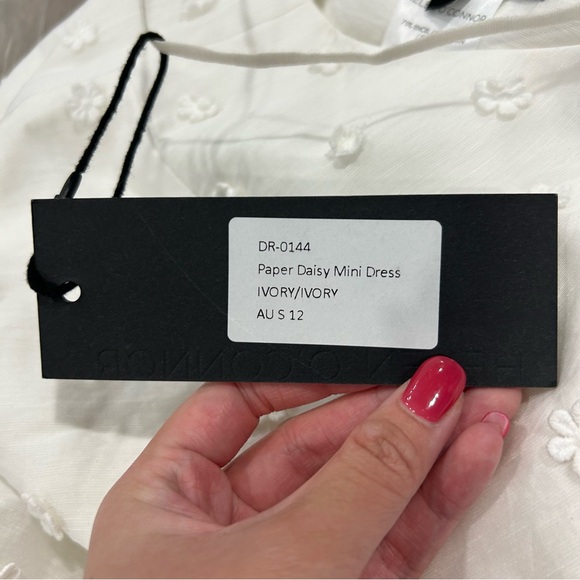 Helen O'Connor Paper Daisy 3D Flower Mini Ivory Dress BHLDN - Picture 6 of 8